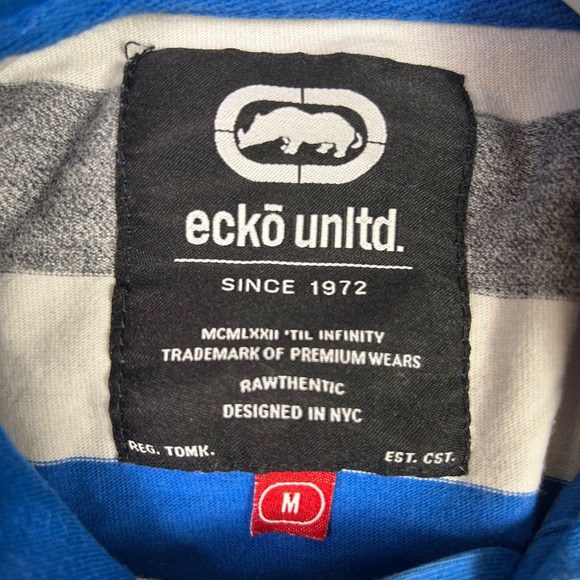 Ecko Unltd Hoodie Boys Medium Red White and Blue Striped Long Sleeve Sweater - Picture 6 of 10